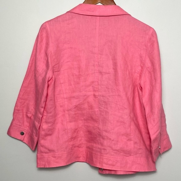 Chico’s 100% Linen Coral Snap Button Jacket Sz M - Picture 5 of 6